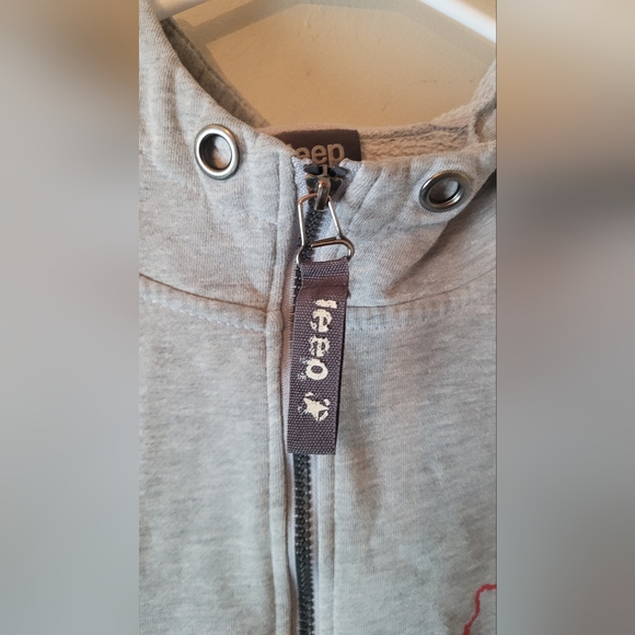 Mens small Jeep gray zipper hoodie no drawstring car moto - Picture 3 of 9